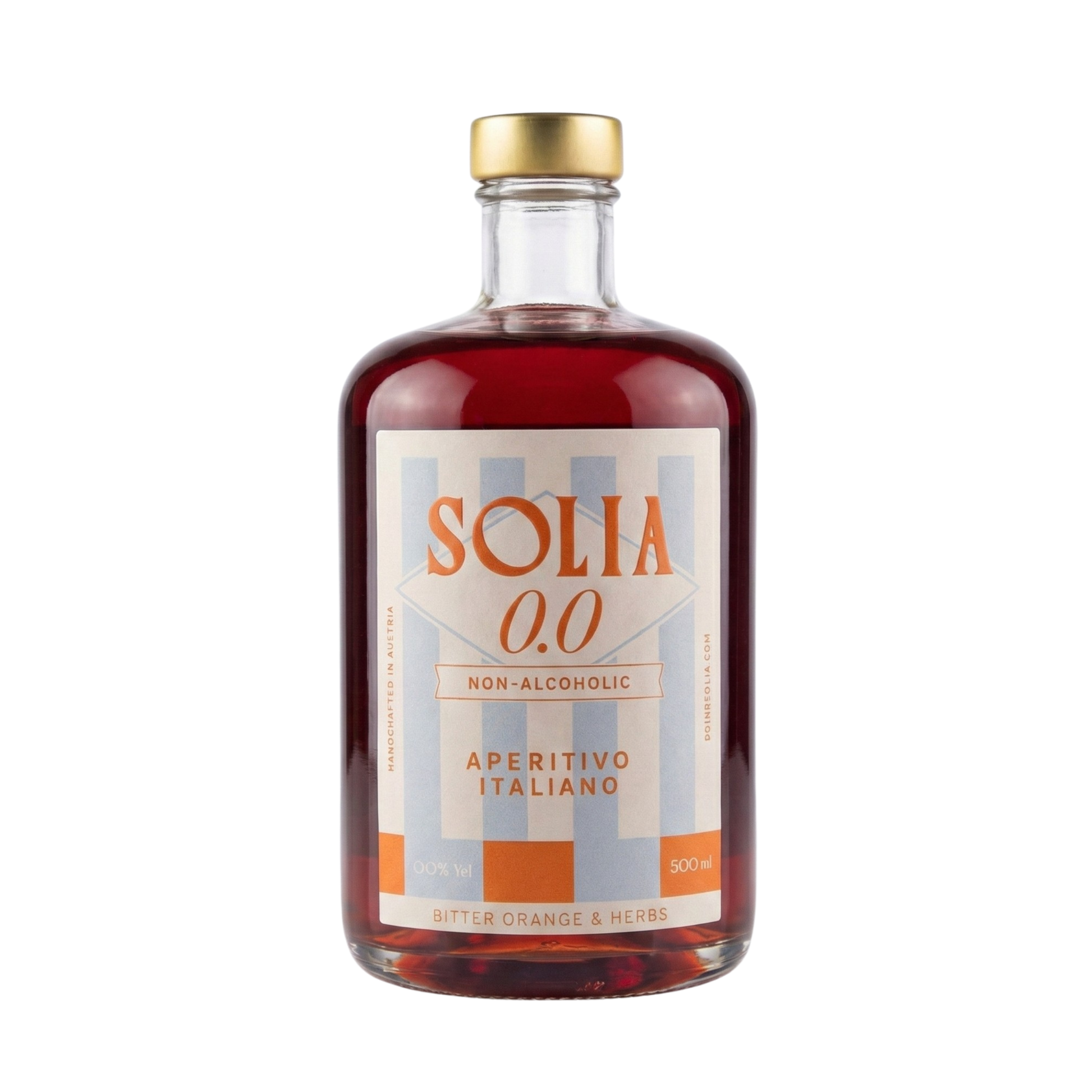 SOLIA 0.0 Aperitivo Italiano 0,5-l-Flasche Freisteller (transparenter Hintergrund)