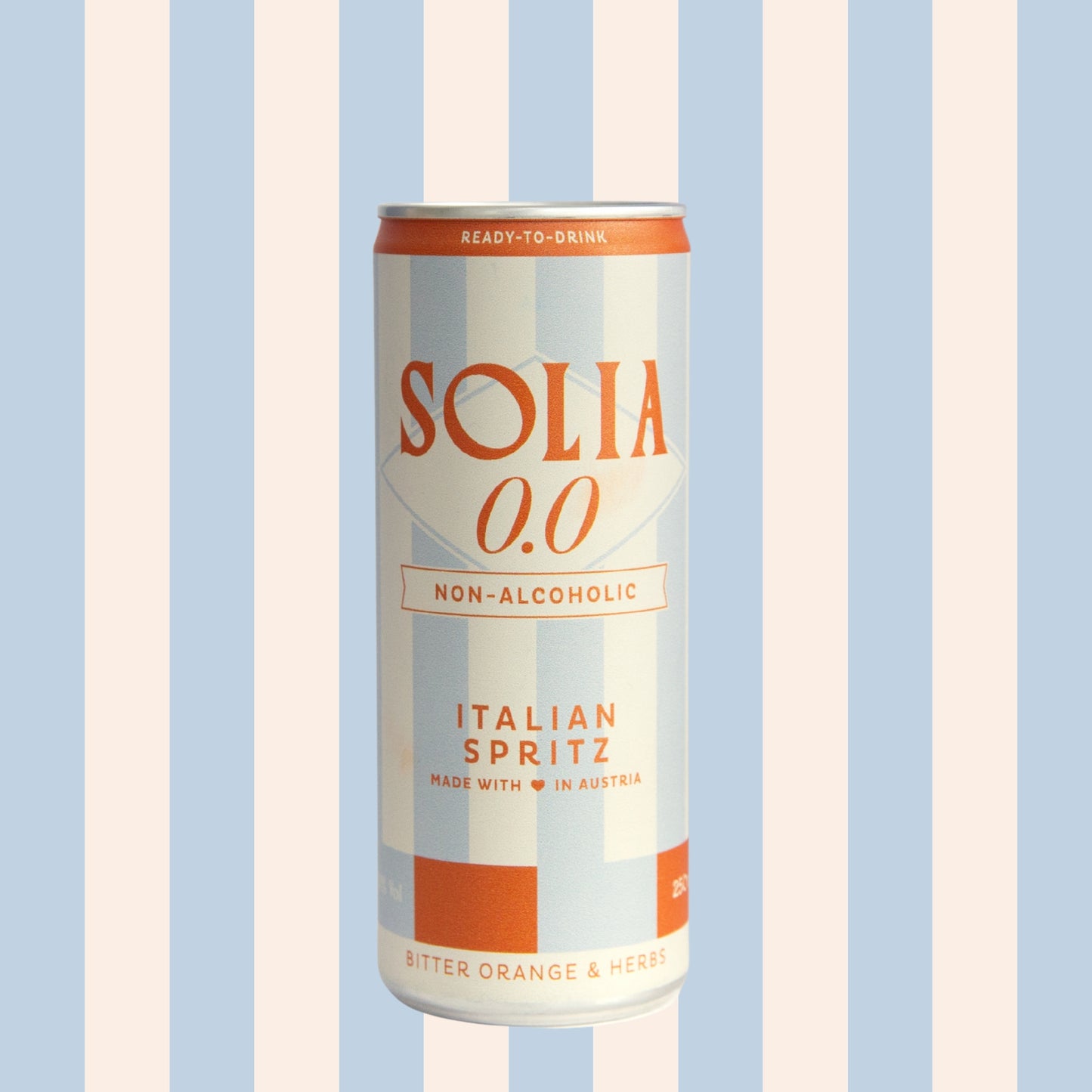 SOLIA 0.0 Italian Spritz 0,25-l-Dose vor Streifenhintergrund